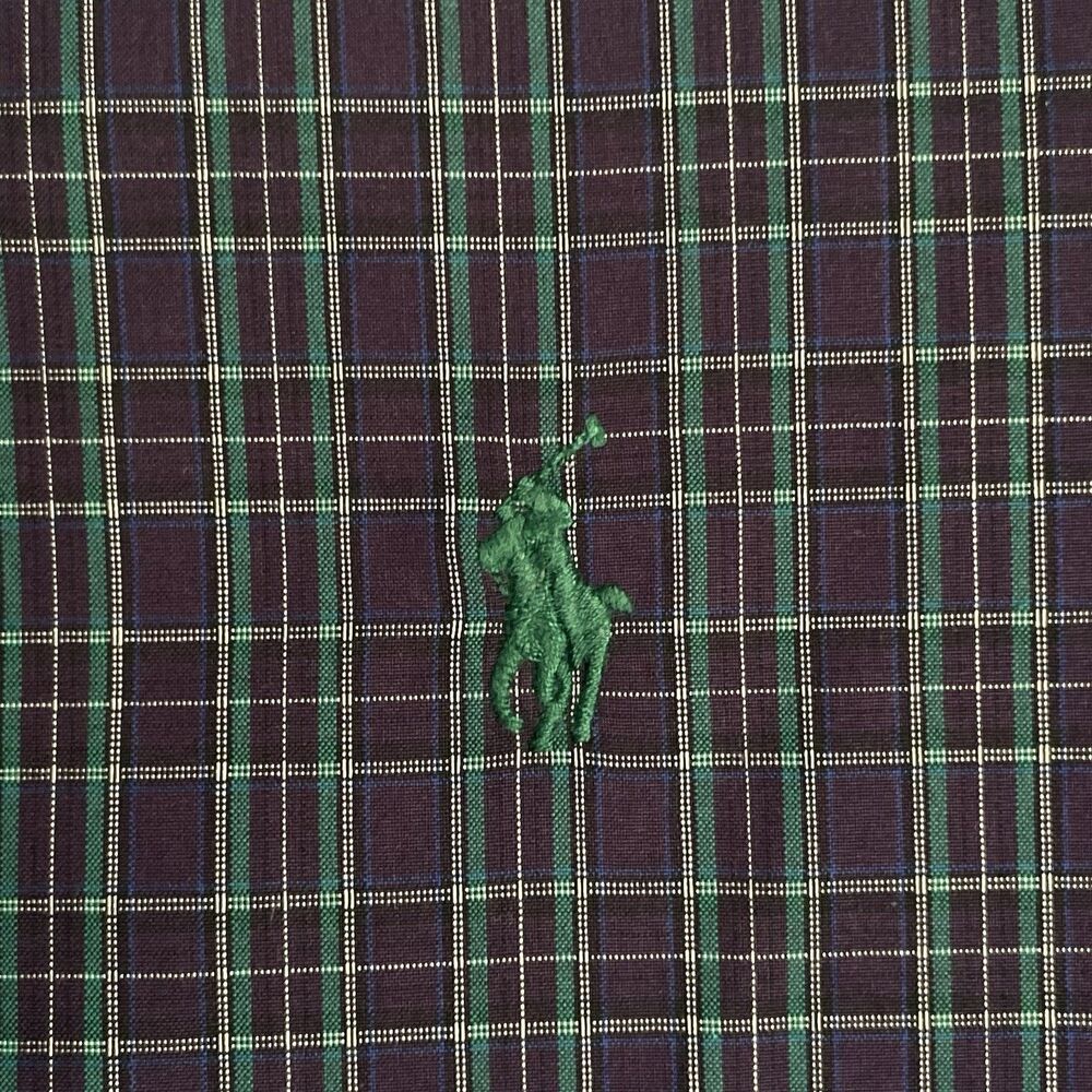 Ralph Lauren Oxford Button Down Men's XXL Purple Green Pony Custom Fit Shirt